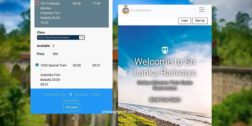 Sri Lanka Railways Online Seat Reservation