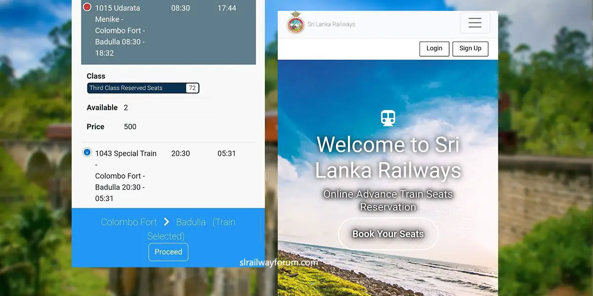 Sri Lanka Railways Online Seat Reservation